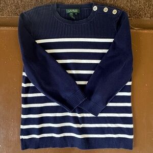 Lauren Ralph Lauren Nautical striped sweater. Women’s Large